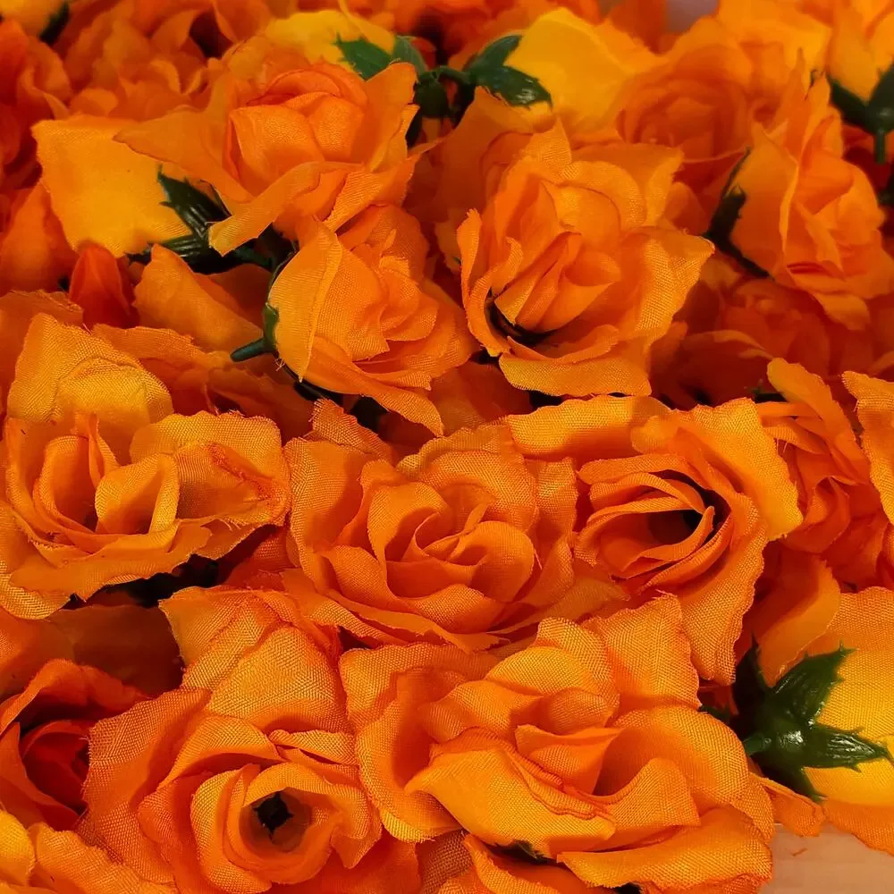 Orange Silk Artificial Rose Flower Heads Stemless Wedding Craft 2.5